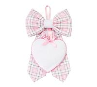 FILET- Lazo De Nacimiento con Colgante en Forma de Corazón en Lienzo Aida para Bordar, Hecho de Algodón, Ideal para Colgar para Anunciar el Nacimiento de una Niña, 100% Made in Italy, Color Rosa