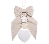 Filet - Lazo de nacimiento para bordar de tela a rayas beige con estrellas colgantes y corazón de tela Aida, ideal para anunciar el nacimiento de un bebé, fabricado en Italia