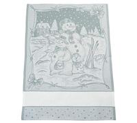 FILET - Paño de Cocina de Navidad en Algodón Puro Jaquard, Mide 81 x 57 cm, con Inserciones de Tela Aida para Bordar, Fantasía Muñeco de Nieve, Color Hielo, Idea Regalo, Made in Italy