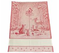 Filet - Paño de Cocina de Navidad en Algodón Puro Jaquard, Mide 81 x 57 cm, con Inserciones de Tela Aida para Bordar, Fantasía Estrella, Color Rojo, Idea Regalo, Made in Italy