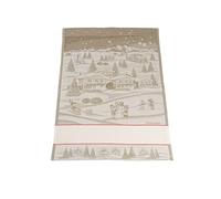 Filet - Paño de Cocina navideño de Puro algodón Jaquard, Medida 81 x 57 cm, con Inserto de Tela Aida para Bordar, fantasía Paisaje, Color Corda, simpática Idea de Regalo, Fabricado en Italia
