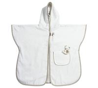 Filet - Poncho de baño para bebés y niños de hasta 2 años, albornoz con capucha de esponja de algodón, bolsillo de lona Aida para bordar, fabricado en Italia, talla única, blanco y taupe