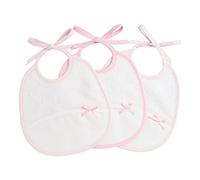 Filet - Set de 3 Baberos Recién Nacido en Esponja de Algodón Blanco con Bolsillo en Tela Aida de Bordar, Protege los Vestidos Contra Comida y Regurgitación