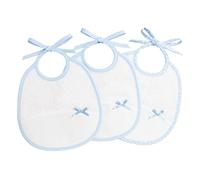 Filet - Set de 3 Baberos Recién Nacido en Esponja de Algodón Blanco con Bolsillo en Tela Aida de Bordar, Protege los Vestidos Contra Comida y Regurgitación