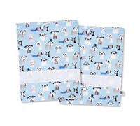 FILET - Set Dos Bolsas De Jardín de Infancia de Algodón Estampado, Bolsas De Cambio, Bolsitas De Ajuar, Bolsas Zapatos, Con Lienzo Aida para Bordar, Made in Italy, 42 x 34 cm, Fantasía Perritos Cielo