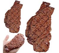 Filete 2 UNIDS PVC Simulado Filete Juguete Artificial Carne Asada Modelo de Carne para Restaurantes Hoteles Decoración de Mesa para el Hogar 2.8x6 Pulgadas, Adornos de Jardín