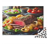 Filete de Ternera Gourmet Puzzle de 1000 Piezas Papel para Adultos Escena Festín Alimentario Relajación Concentración Familia Hogar Regalo Decoración 52x38cm/1000pcs