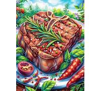 Filete y Verduras en Bosque mágico Puzzle 1000 Piezas Educativo Familiar Rompecabezas 3D para Toda La Familia Aliviar Estrés Decoración Hogar Portátil 1000 PCS