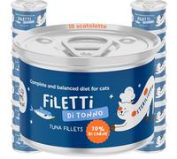 Filetes de atún al 70% | Comida húmeda para gatos sin granos con omega 3 y 6 | Cajas para gato 18 x 70 g naturales | Comida para gatos completa sin cereales | Fabricado en Italia | Hygge Cat