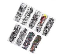 FILFEEL 9 Pegatinas Temporales Grandes, Pegatinas de Manga de Brazo Completo, Arte Corporal Realista con 9 Estilos para Hombres y Mujeres, Cubierta de Cicatriz de Brazo