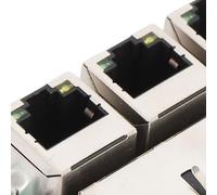 FILFEEL Acoplador en Línea RJ45 - Módulo Conector Ethernet de 3 Puertos con Indicador LED de Dos Colores para Dispositivos Gigabit 1000Mbps, Compatible con Cableado Cat5e/Cat6/Cat6a