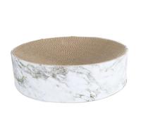 FILFEEL Almohadilla Rascadora Redonda Grande para Gatos, Cama de Cartón Corrugado de Primera Calidad, Lugar de Descanso Cómodo, Color Jaspeado, Cuenco para Rascar con Hierba Gatera, (S)