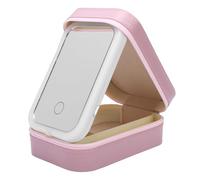 FILFEEL Caja de Espejo de Maquillaje LED Portátil, Espejo de Tocador Iluminado Regulable con 3 Temperaturas de Color con Diseño Plegable, para Organizador de Cosméticos de Viaje, Estuche (Pink)