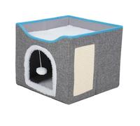 FILFEEL Casa Plegable de Doble Capa para Gatos, Cama Suave para Gatitos, Cueva Multifuncional para Interiores, Hogar para Mascotas con Características para Rascar, Gris Oscuro (Gris Oscuro)