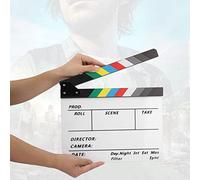 FILFEEL Claqueta Acrílica de Escena de Director para Cineastas con Bolígrafo y Elegante Accesorio de Producción (Pizarra Blanca de Color PAV1)