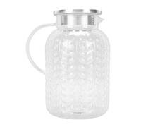FILFEEL Jarra Transparente con Tapa - Jarra de Bebidas Acrílica Resistente Al Calor de 0,8 L para té Helado, café e Infusión - Diseño de Patrón de Hoja Transparente con Ergonómico