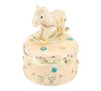 FILFEEL Joyero Vintage Esmaltado, Caja Redonda de Metal Esmaltado con Patrón de Pony para Escritorio y Dormitorio, Opción de para Ocasiones Especiales, Pieza Ideal para Decoración del