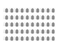 FILFEEL Juego de 50 Mini Botellas de Viaje con Llavero, Botellas Recargables de 1.0 Fl Oz a Prueba de Fugas con Ganchos para Llavero para Loción Desinfectante de Manos, Artículos (GREY)