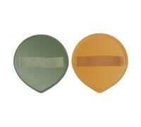 FILFEEL Juego de Esponjas de Maquillaje para Polvos, 2 Piezas de Espuma de Microporos Ultra Suave para una Aplicación Suave de Base con Punta Curvada para Rostro y Detalle para Ojos y (Verde amarillo)