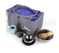 FILFEEL Juego de té de Cerámica Japonés con Soporte para Batidor, Accesorios y Regalos Auténticos para la Ceremonia del té Matcha (gotas de aceite)