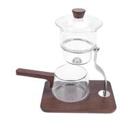 FILFEEL Juego de Tetera magnética: Tetera de Vidrio de Alta Separación con Taza Fairness, Depósito y Base de Madera de Nogal para Gongfu Cha, Oolong y té Verde, Capacidad Total de 650 Ml