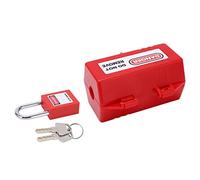 FILFEEL Kit de Bloqueo de Enchufe de Alimentación Dispositivo de Bloqueo de Seguridad Eléctrica de Alta Resistencia con Candado de 38 Mm para Plantas de Energía (Caja de seguridad grande + candado