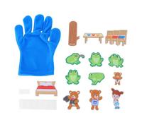 FILFEEL Marionetas de Guante de Fieltro para Niños, con Muebles de Oso Rana, Juego de Tocón de árbol para Contar Historias, Guardería Preescolar