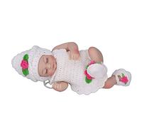 FILFEEL Muñeca Recién Nacida Realista de Silicona de 10 Pulgadas con Ropa de Punto - Cumpleaños para Niños (niña Blanca de 10 Pulgadas con los Ojos Cerrados)
