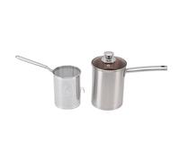 FILFEEL Olla Freidora Pequeña con Tapa y Cesta de Aceite - Olla Portátil de Acero Inoxidable 304 para Cocina, Compacta para Freír con de Agarre, Freidora que Ahorra Espacio para Cocinar en Casa