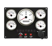 FILFEEL Panel de Instrumentos Marinos, Juego de Calibre 5 con Tacómetro, Voltímetro de Presión de Aceite y Temperatura, Esfera Blanca (esfera blanca)