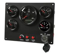 FILFEEL Panel de Instrumentos Marinos, Juego de Calibre 5 con Tacómetro, Voltímetro de Presión de Aceite y Temperatura, Esfera Blanca (esfera negra)