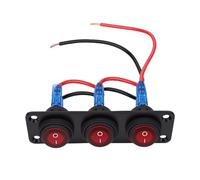 FILFEEL Panel de Interruptor de Palanca de 3 Bandas - Panel de Interruptor Basculante Redondo LED Rojo de 20 A para Automóvil, Barco, Camión, RV, ATV, UTV, Marino, 12 V-24 V