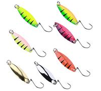 FILFEEL Señuelos Tipo Cuchara de Pesca con un Gancho, de Metal Vivo, Multicolor, para Aparejos de Trucha y Lubina, 7 Uds.