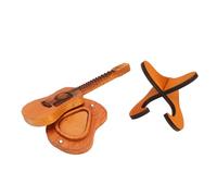 FILFEEL Soporte para Púas de Guitarra de Madera de Roble - Caja de Almacenamiento de Púas de Madera Premium con Grabado de Músico, Doble Compartimento y Soporte Vertical para Guitarristas -