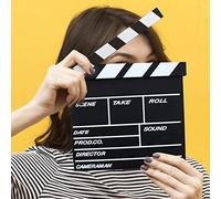 FILFEEL Tablero de Aplausos de Película, Tablero de Madera de Borrado en Seco de 20x20cm para Cineastas e Ideas de Decoración