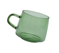 FILFEEL Taza de café Elegante del Vidrio de Borosilicato 350ml con la Manija para el Hogar y el café, Taza de Alta Temperatura (GREEN)