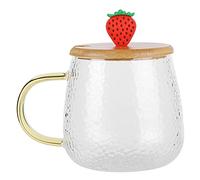 FILFEEL Taza de Vidrio de Borosilicato de 400 Ml con Tapa y Cuchara de Acero Inoxidable - Taza Térmica Elegante para el Hogar y la Oficina (#3)