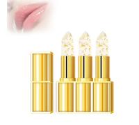 Filgaentrme Lipstick,Hardpointing Remainder Transferproof Crystal Clear Color Changing Lipstick,Beneficial Lip Stain Crystal PH Color Changing Gold Foil Deep Moisturizing For Women (3pcs)
