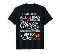 Filipenses 4:13 I Can Do All Things Butterfly Bible Versículo Camiseta