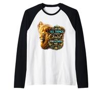 Filipenses 4:13 León religioso fortalece la Biblia Christian Camiseta Manga Raglan