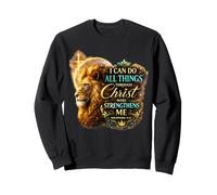 Filipenses 4:13 León religioso fortalece la Biblia Christian Sudadera