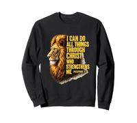 Filipenses 4:13 León religioso fortalece la Biblia Christian Sudadera