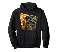 Filipenses 4:13 León religioso fortalece la Biblia Christian Sudadera con Capucha