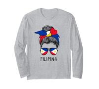 Filipina Girl Filipina Heritage Philippines Flag Manga Larga