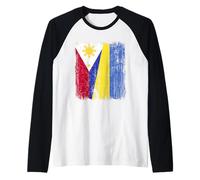 Filipinas Ucrania Media Bandera Filipina Herencia ucraniana Camiseta Manga Raglan