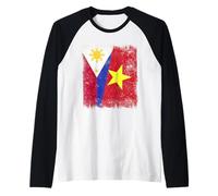 Filipinas Vietnam Media Bandera Filipino Vietnamita Historia Camiseta Manga Raglan