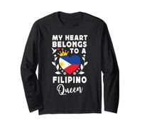 Filipino Queen Filipino Wife Girlfriend Philippines Flag Manga Larga