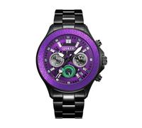 FILIPPO LORETI The DC Collection - Relojes para hombre, cronógrafo para hombre, caja de acero inoxidable de 42 mm y pulsera SST negra, 10 ATM WR, MechaQuartz, regalo de edición limitada, Esfera morada