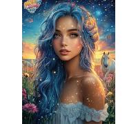 Fille aux cheveux Bleus Dans le Jardin Fleuri Puzzle 500 Piezas Cartón Blanco Premium para Expertos Mitos Animal Planta Actividad Compartir Familia Desarrollo Cognitivo Garantía Satisfacción 500 PCS
