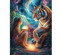 Fille avec un tigre dans le jardin de nuit Rompecabezas 500 Piezas Cartón Para Niños Mayores 14 Años Mitos cuento de hadas Entretenimiento Casa Terapia Relajación Ocio Doméstico Detalle Único Original